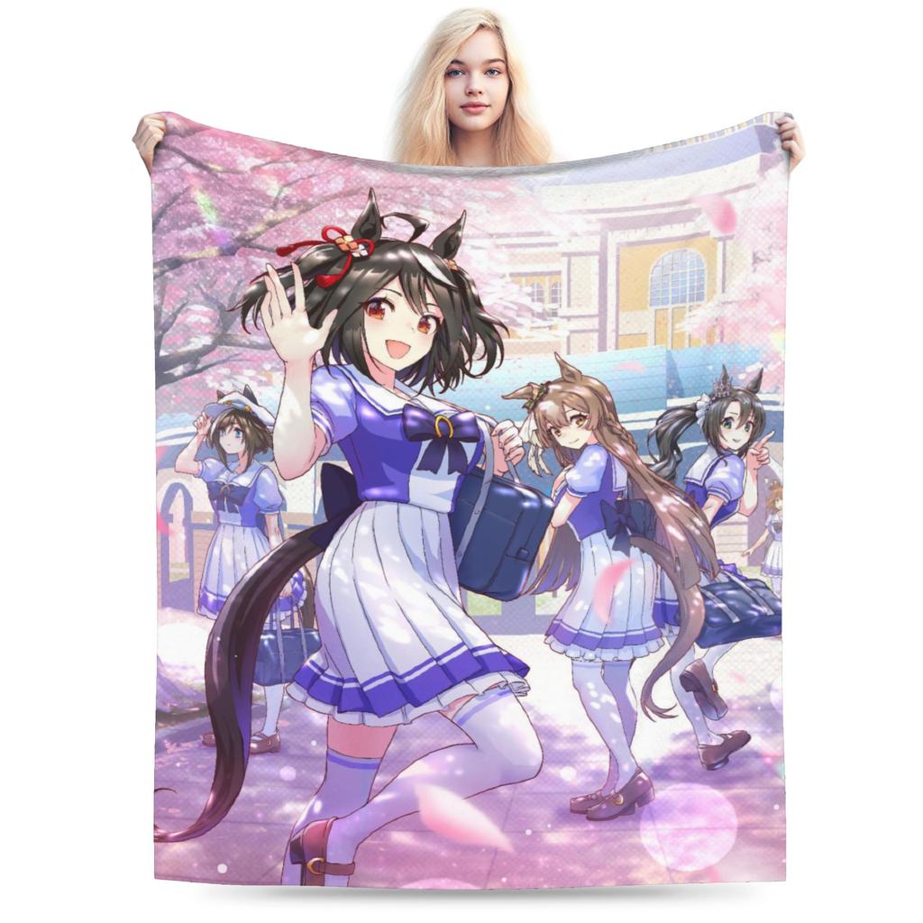 Uma Musume Pretty Derby Blanket Flannel Decoration Multifunction Lightweight Throw Blanket for Sofa Couch Quilt