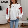 Women's Sweatshirt Loose Top Round Neck Long Sleeve Christmas Tie Bowknot