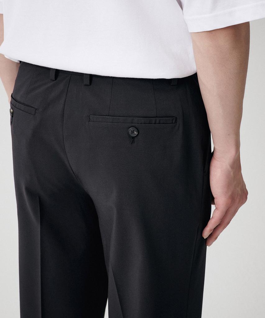 MUSINSA STANDARD [Cooltandard] Semi-Wide Hidden Banding Slacks [Dark Gray]