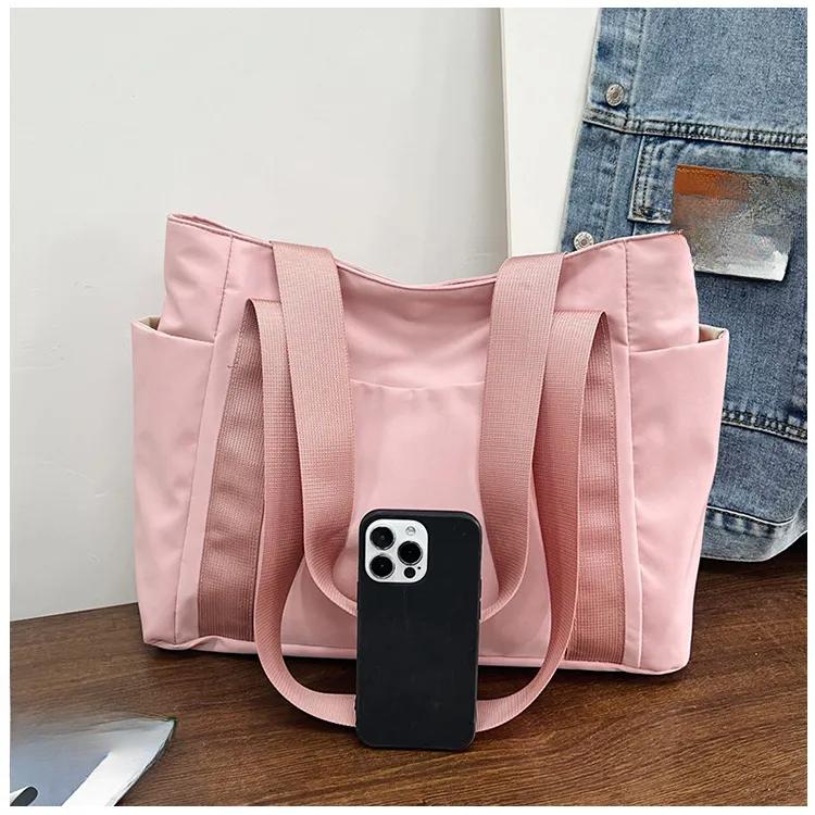 Новая женская сумка, однотонная сумка-тоут, сумка на плечо для отдыха, простая нейлоновая сумка для мамы, большая вместительная сумка