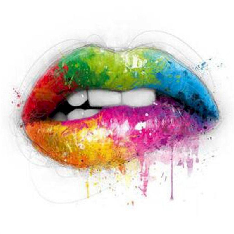 5D DIY Diamond Painting Cross Stitch Kits Diamond Mosaic Colorful Lip Full Round Drill Landscape Handicraft De