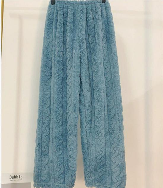 Women's Plus Size Coral Fleece Pajama Pants - Thick, Warm Flannel for Autumn/Winter