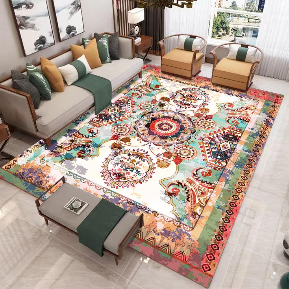 European Retro Large Carpet for Living Room Luxury Decoration Rug Non-slip Bedroom Cloakroom Washable Soft Mat