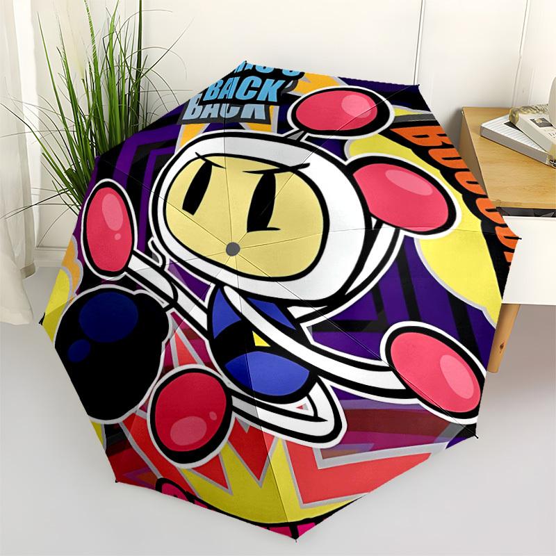 1 шт. Автоматический складной зонт Bomberman для геймеров - Компактный дорожный зонт, идеально подходит для женщин и мужчин - Идеальный подарок на день рождения/Рождество, 186