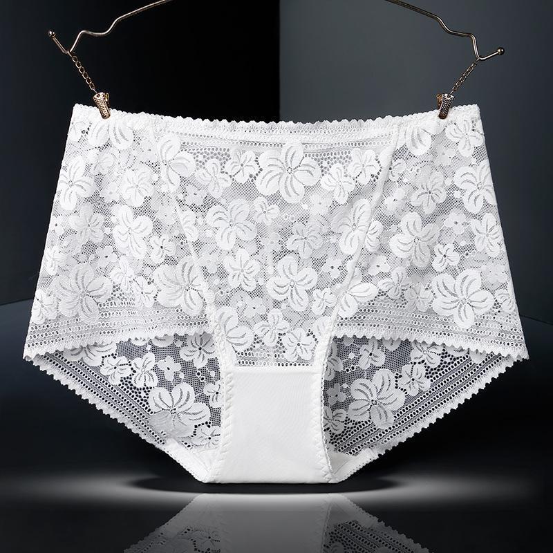 Plus Size High Waist Lace Panties with Cotton Crotch – Sexy, Hip-Lifting Design