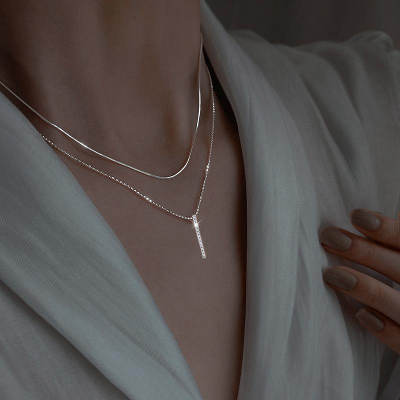 iF ME 1 шт. Продается модный и минималистичный сверкающий кулон в виде креста с заклепками и двухслойным ожерельем из сплава