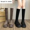 Platform Modern Women Knee-High Boots Fashion Round Toe Slip On Shoes Autumn Winter Thick Heel Women's Knight Long Booties