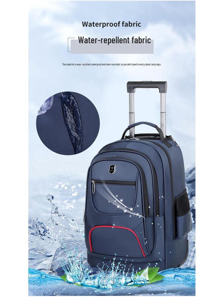 Стильная многофункциональная сумка на колесиках: Модный деловой рюкзак большой вместимости с универсальной цветовой гаммой для путешествий и компьютеров