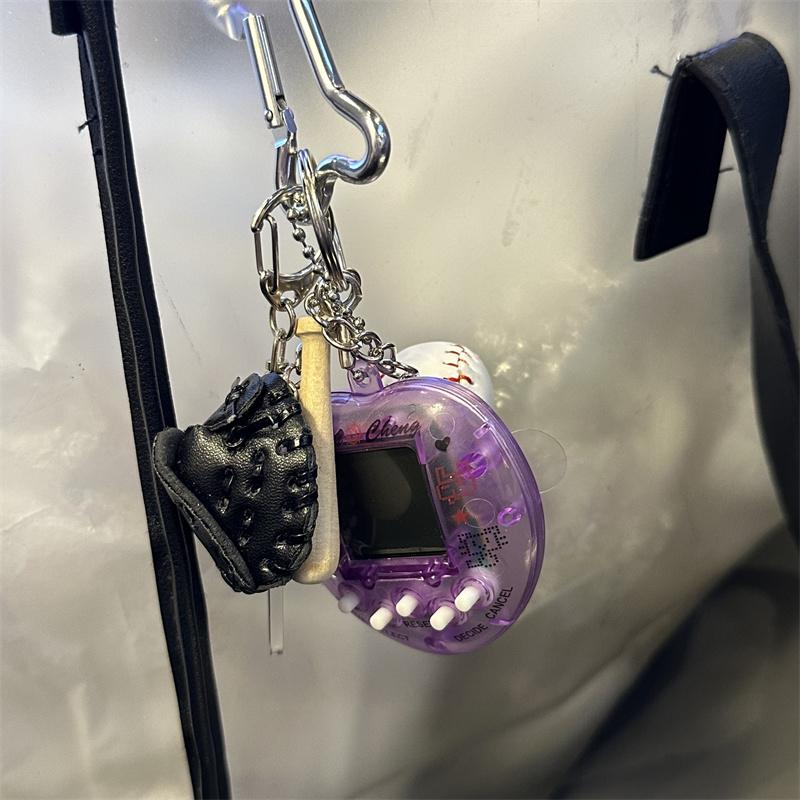 Корейская мода Радуга игровая консоль кость брелок Kawaii Harajuku Charm Y2K Crystal Heart Lock DIY сумка кулон брелок Винтаж