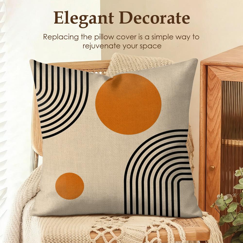 Boho Geometric Abstract Art Cushion Cover Natural Linen Organic Fabric DoubleSided Printing Sofa Home Decor Gift Pillow Cover