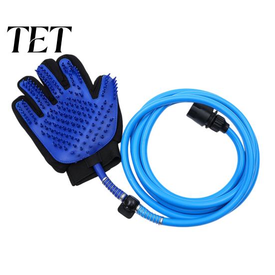 Cat Grooming Accessories Pet Bathing Glove And Sprayer, Connect Garden Hose Design, TPR Five-finger Shower Sprayer Attachment Brush, Massage Mitts for