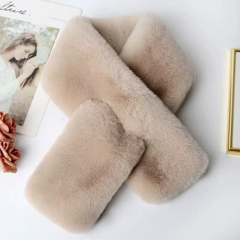Soft Plush Scarf: Faux Rex Rabbit Fur, Double-Sided, Thick & Warm Winter Neck Warmer
