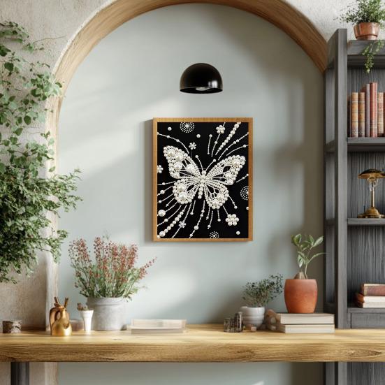 Набор для 3D-рисования жемчугом DIY Искусство и поделки из искусственного жемчуга для взрослых Мозаичная настенная живопись Картина с жемчугом и стразами в виде бабочки для декора дома и спальни