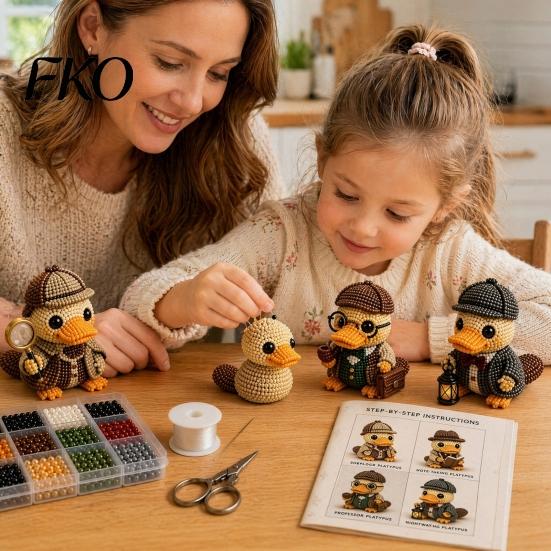 Hand-stringing Bead Kit 3D Beaded Platypus DIY Kit, Tiny Animal Crafting Set, Making Beginner Beading Set for Adults, Creative Decoration, Birthday