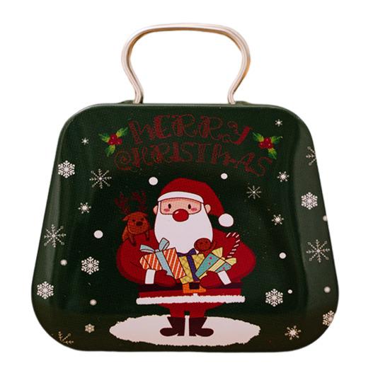 Рождественская коробка для конфет с ручкой, мини-железная сумка, держатель для закусок в виде снеговика и Санты, Рождество