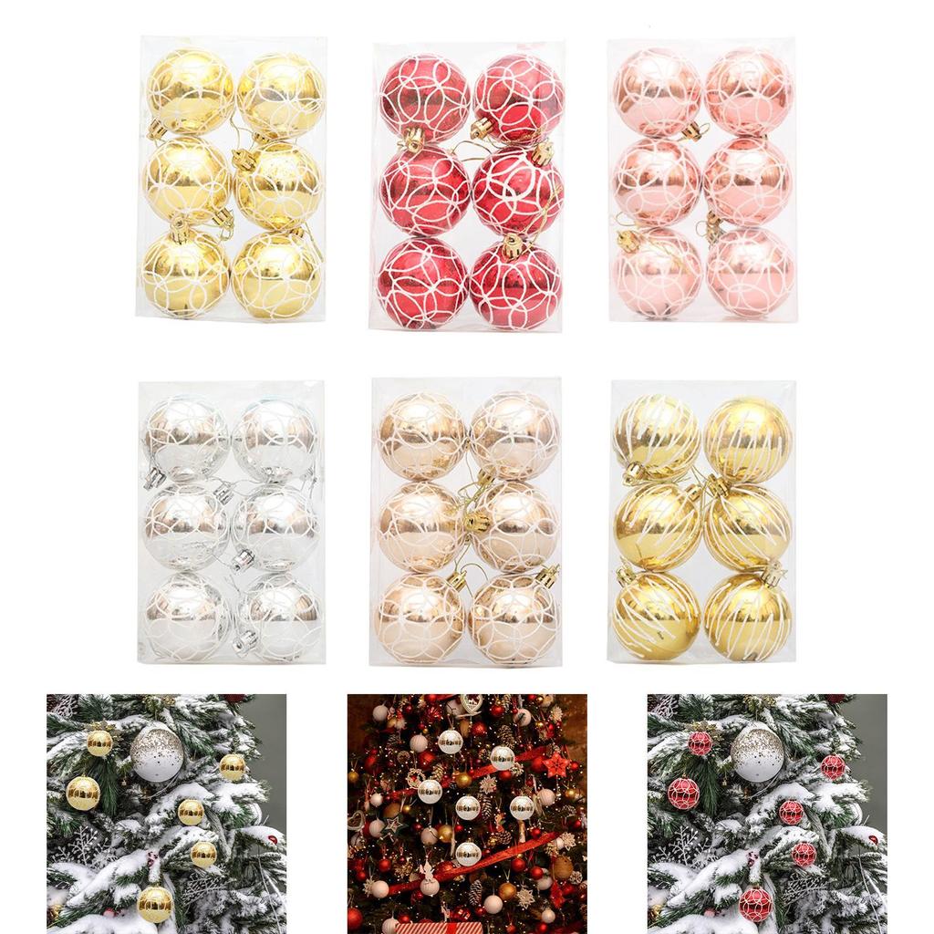 6x Christmas Ball Ornaments Decorative Xmas Balls Baubles 6cm Christmas Tree Hanging Ornaments for Wreath Garland Home Indoor