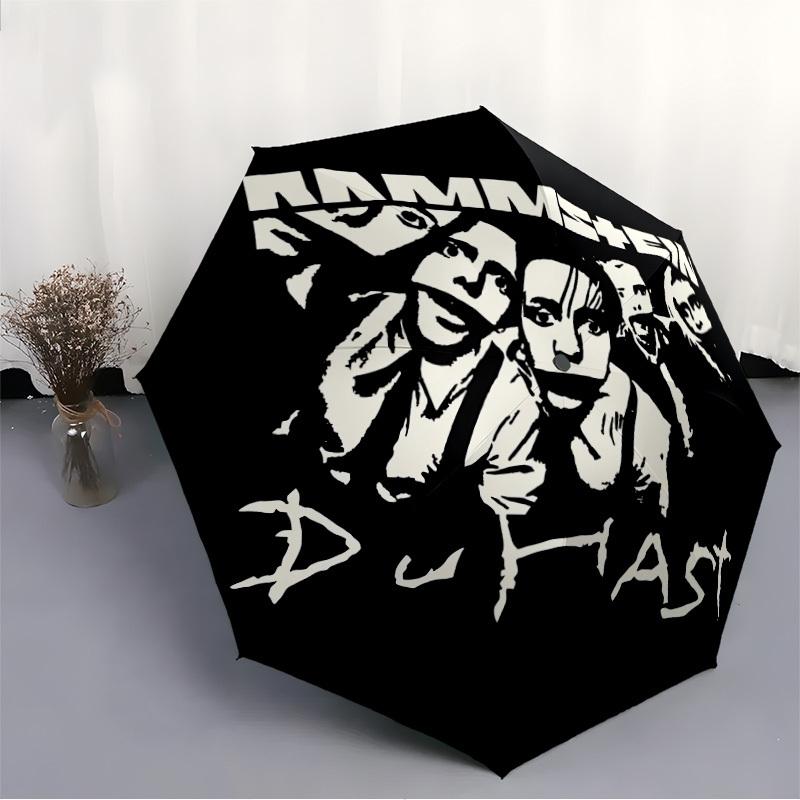 1PC Rammstein Print Umbrella, Featuring Automatic Folding, And Shielding. This Sturdy And Durable Umbrella with Eight Ribs Is Convenient for Outdoor U