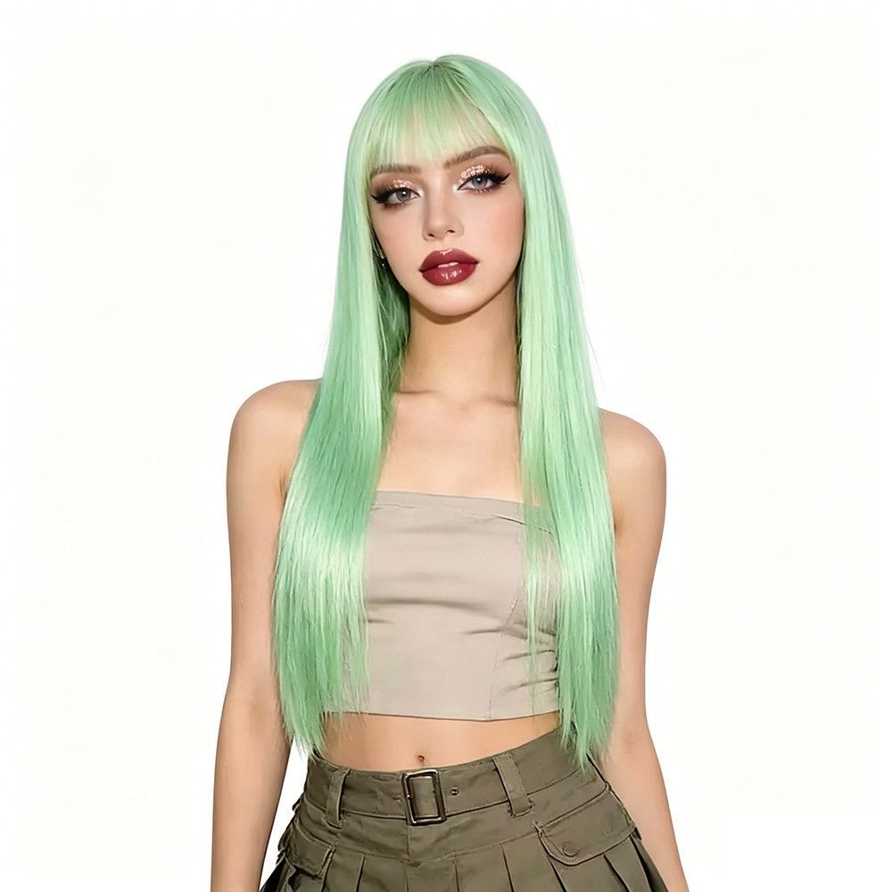 Women's Wig: Long Straight Hair with Straight Bangs, Natural and Voluminous, Full-Head Wig for Special Occasions