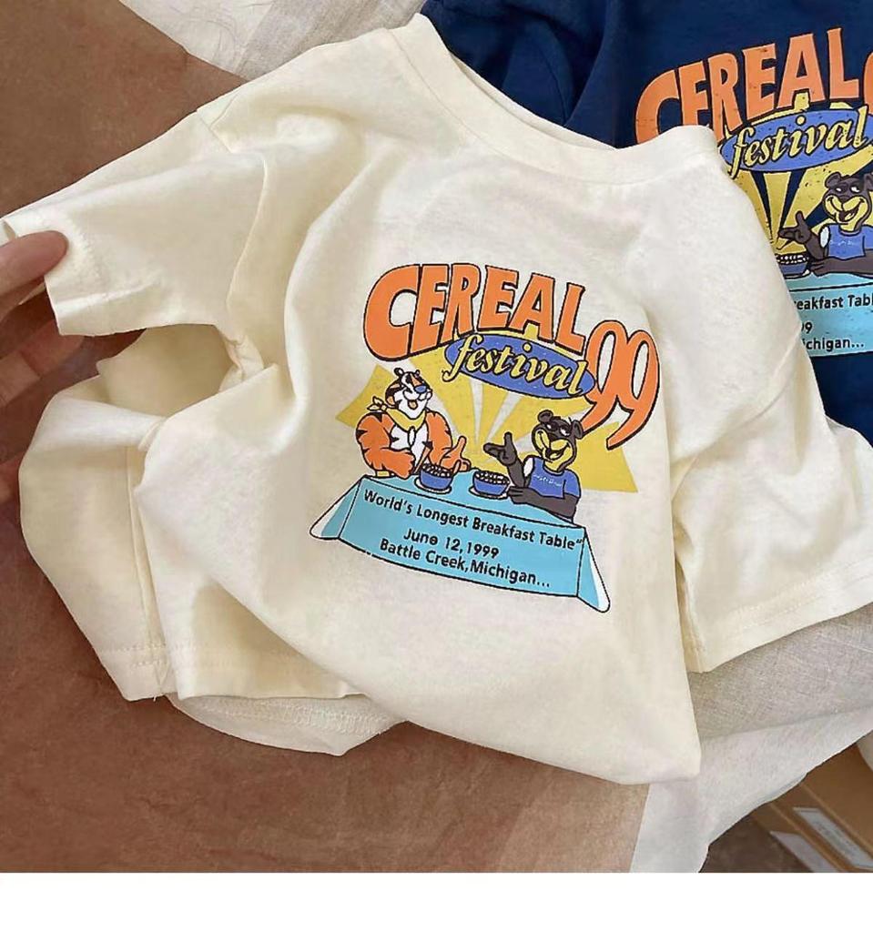 Футболка летняя детская 2024 года с принтом из мультфильмов, хлопковая, с коротким рукавом и круглым вырезом для мальчиков и девочек