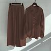 Shirt and Pants Set Summer Women's Retro Plus Size High Waist Loose Pants Cotton Linen Shirt Outfit
