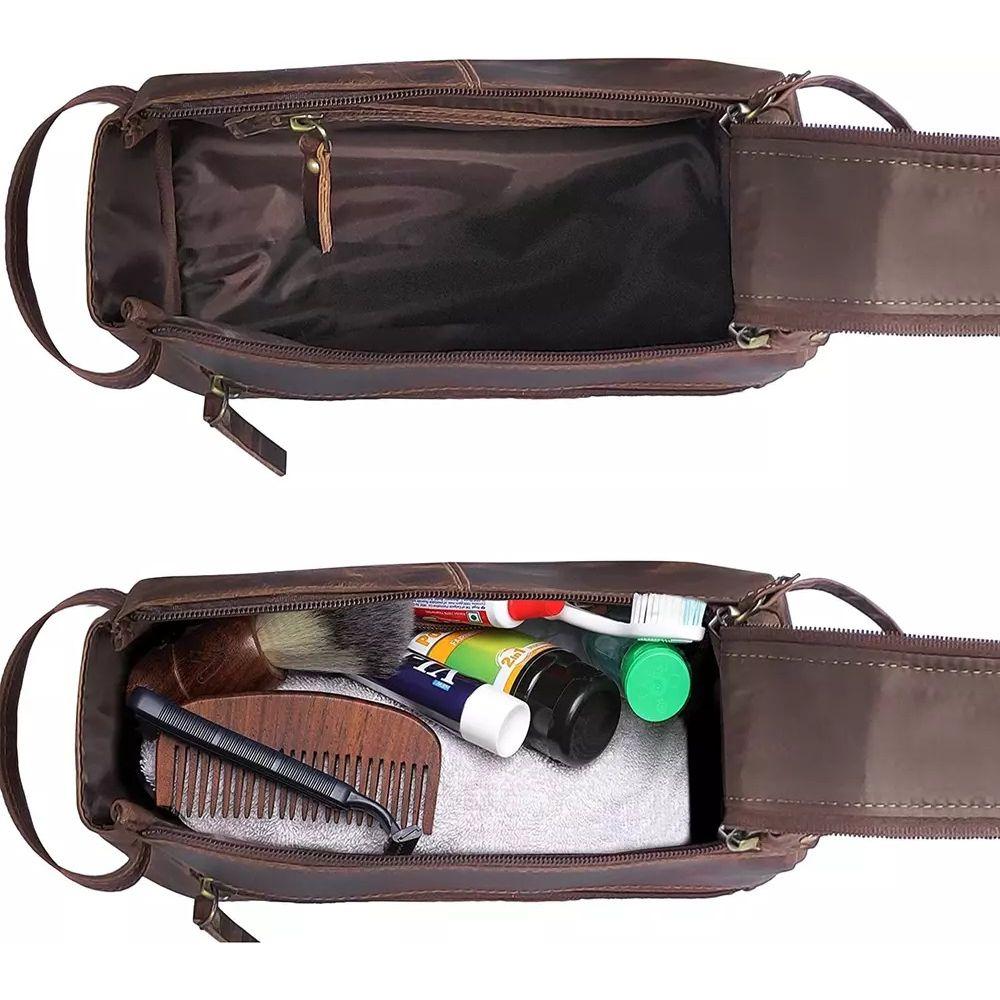 Сумка для туалетных принадлежностей RUSTIC TOWN из кожи буйвола : Винтажный дорожный набор для бритья и доппинга