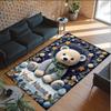 Teddy Bear Theme Crystal Velvet Rug Personalized Custom Name Text Soft Floor Mat Home Decor