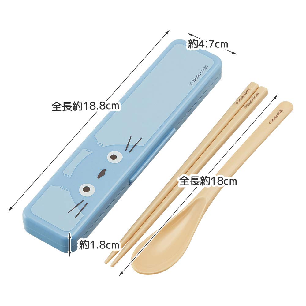 Skater Chopsticks and Spoon Combo Bento Adult Silent Silicone Made In My Neighbor Totoro CCS3SAAG Set, 18cm, Antibacterial, Box, Size, Cushion, Japan,