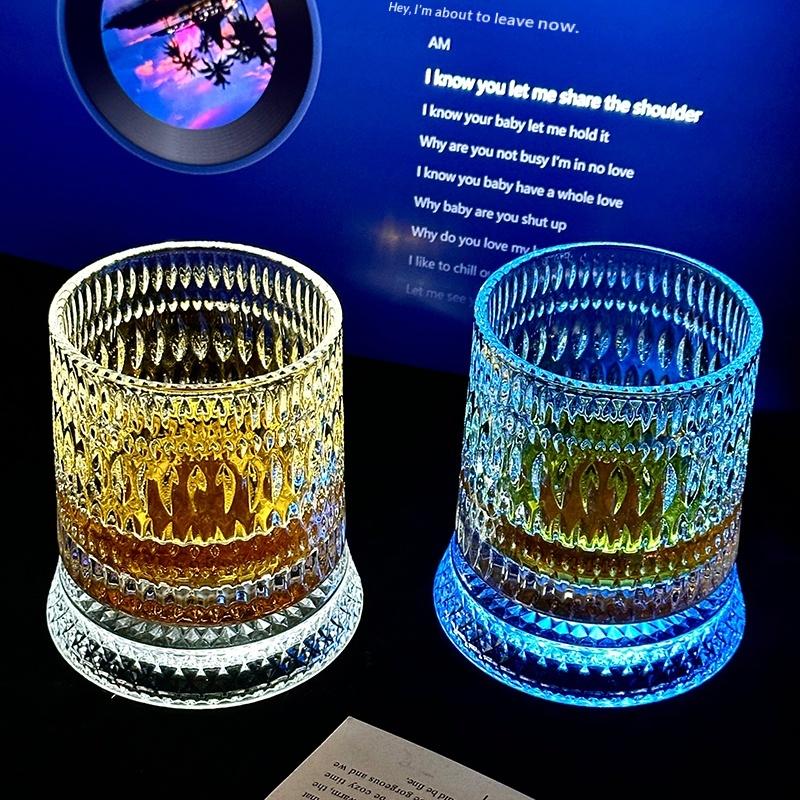 Premium 360° Rotating Glass Cup with LED for Unique Wine Tasting Experience