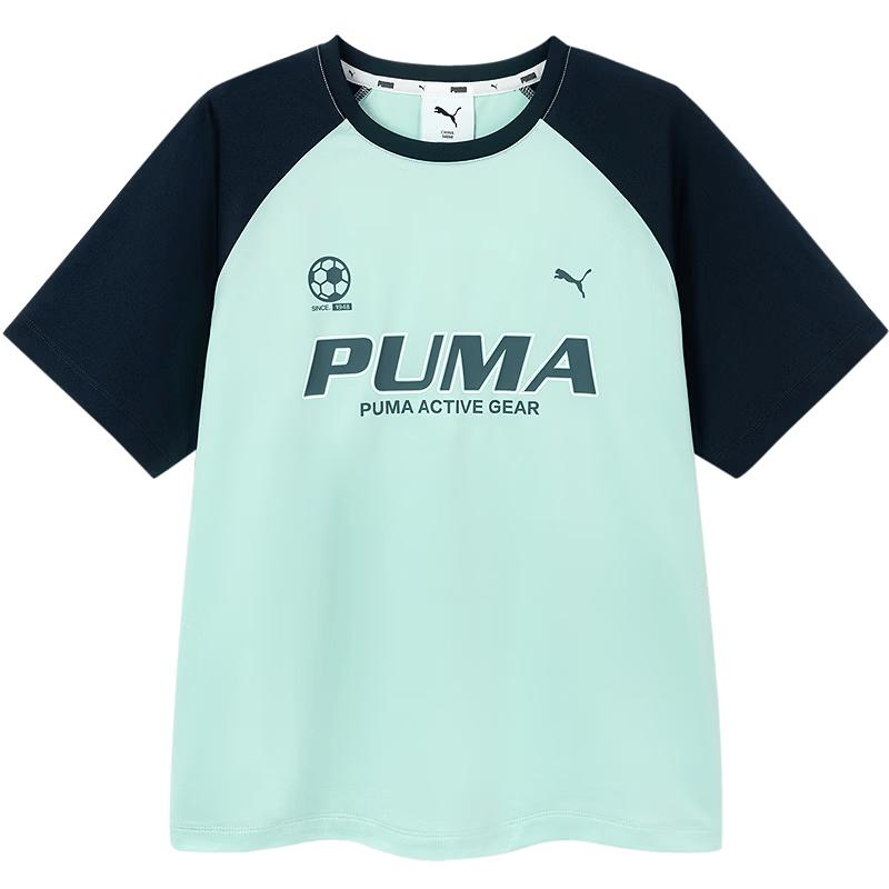Puma Детская футболка с коротким рукавом, сшитая из разных тканей, лето 2026