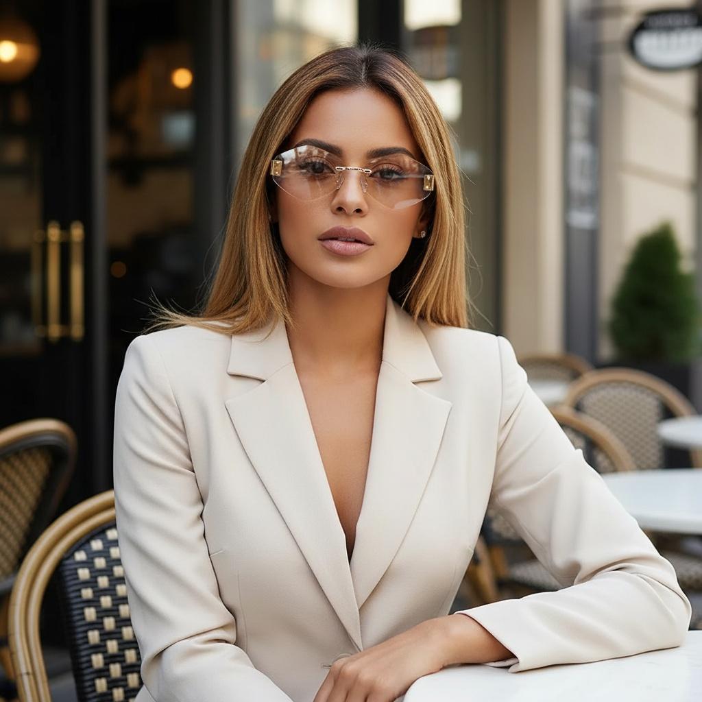 New Diamond-shaped Frameless Beveled-edge Fashionable Sunglasses - Unique And Trendy Polygonal Sunglasses 90318