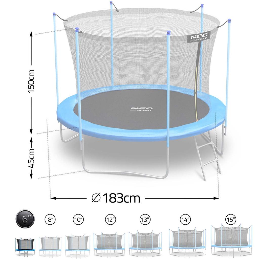 Neo-Sport Garden Trampoline 6Ft/ With Inner Net And Ladder