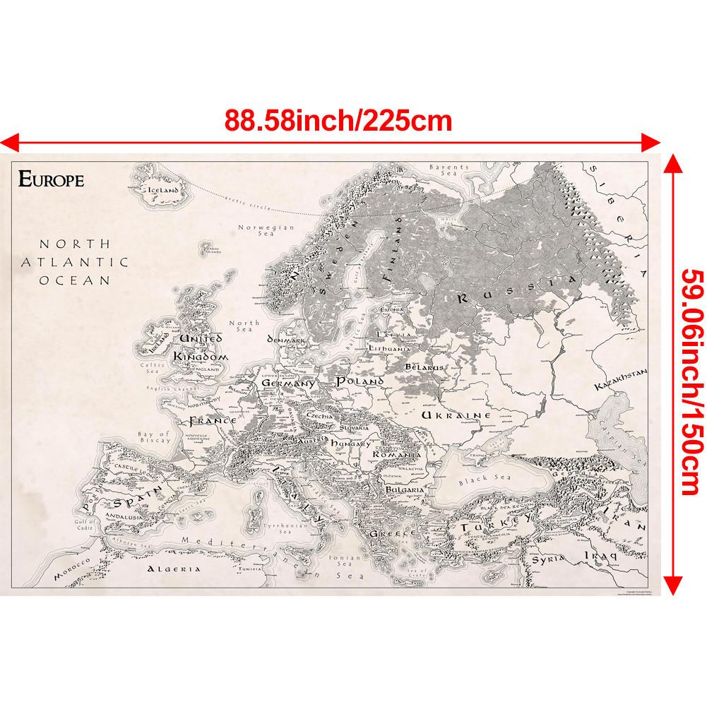 Карта Европы - необрамленная винтажная образовательная настенная живопись для домашнего офиса, декор, подарок, образовательная настенная живопись, декоративная карта
