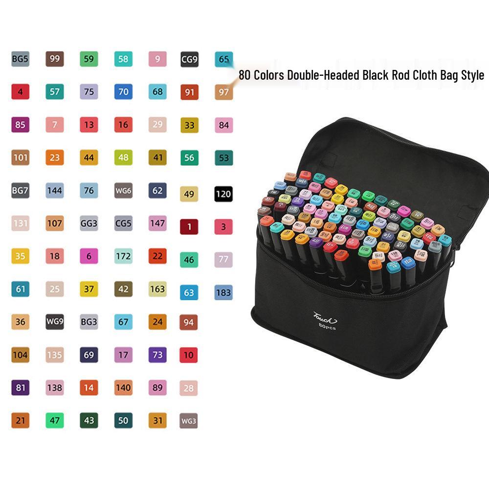 Набор двусторонних спиртовых маркеров TOUCH 80 цветов для детского творчества и рисования манги