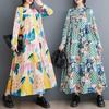 Новые свободные тонкие модные платья большого размера с длинными рукавами и принтом средней длины