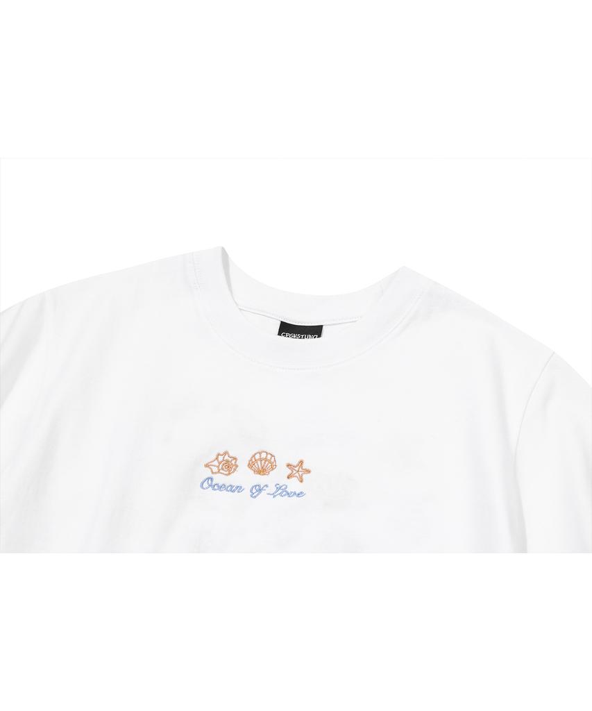 CPGN STUDIO Ocean Love Crop Short Sleeve Tee White
