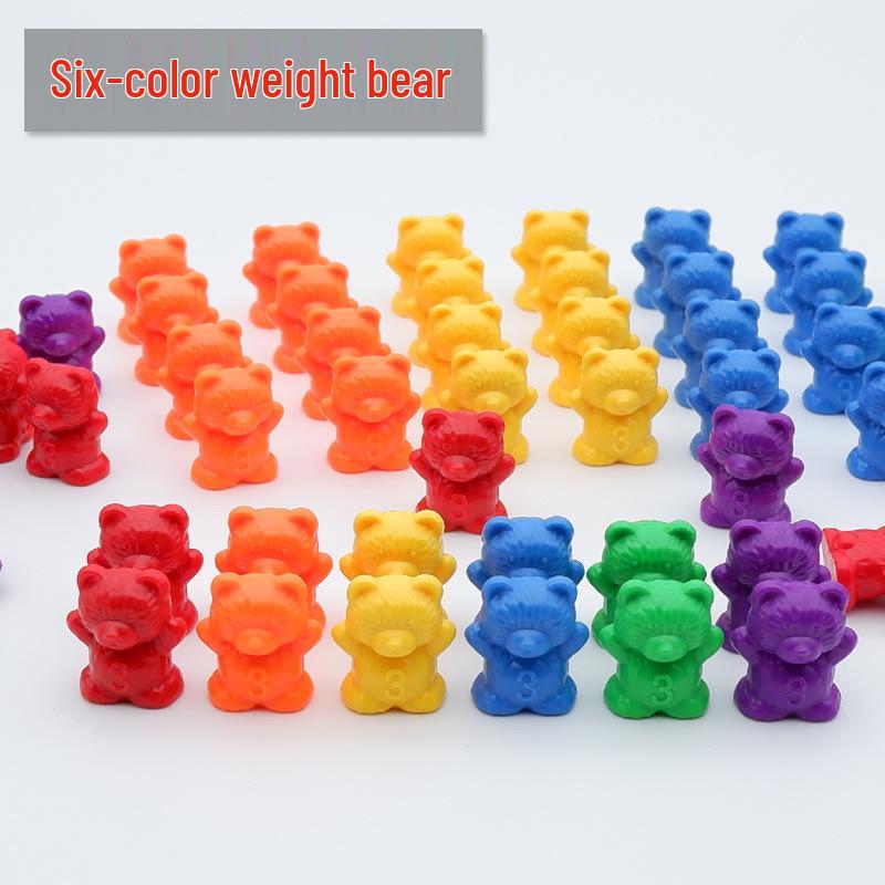 Маленький медвежонок Монтессори математическая игрушка: Радужный сортер и счетный материал