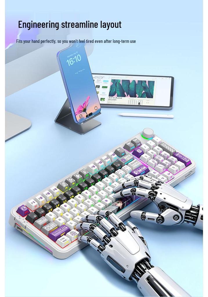 Sama/Xianma Custom Three-Mode Wireless Bluetooth Mechanical Keyboard with Side Engraving, Hot-Swappable Keys, and Macro Features.