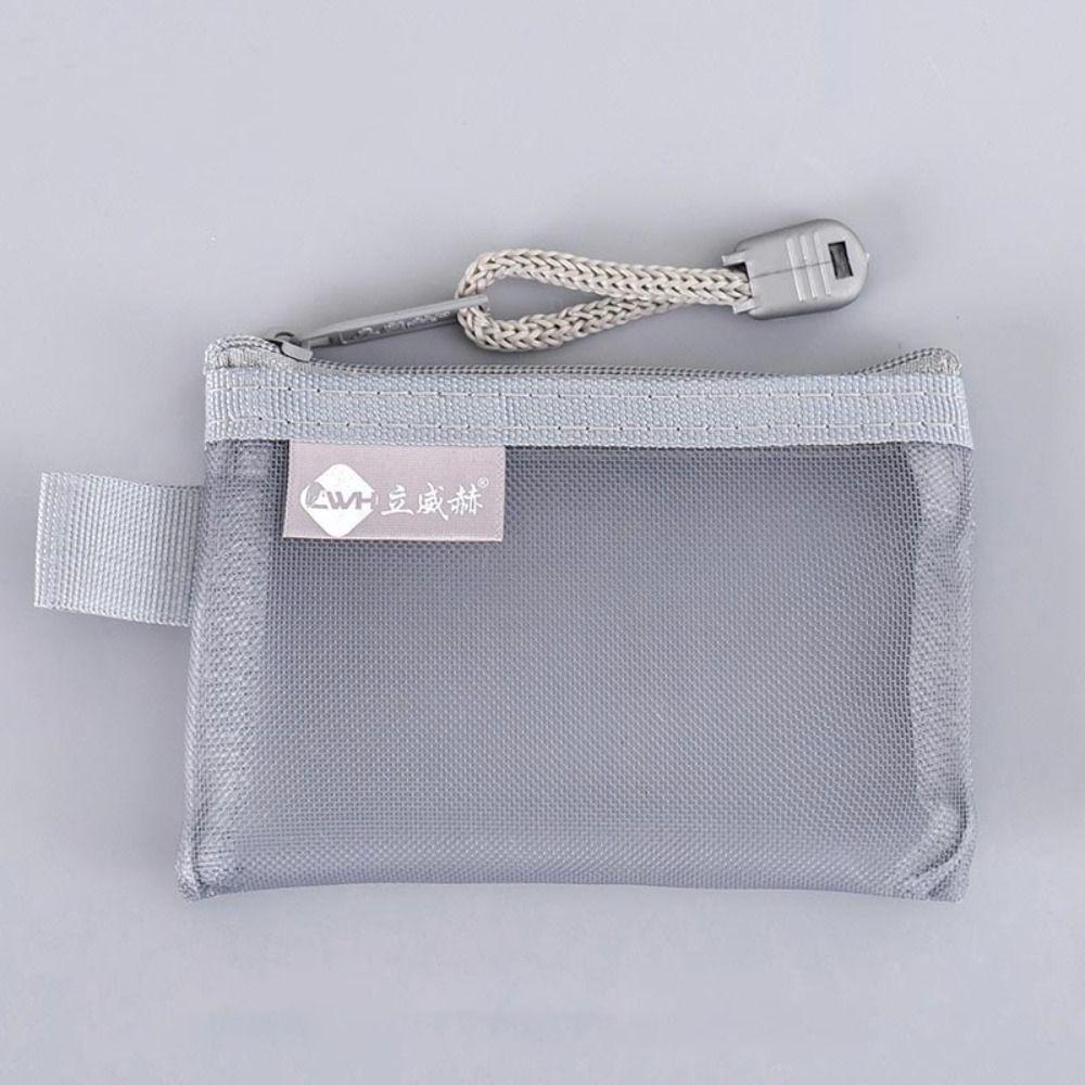 Легкая квадратная сетчатая сумка для хранения, косметичка большой емкости, портативный мини-кошелек на молнии для монет