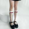 Black White Nylon Long Socks Stockings Women Ultra-thin Transparent Polka Dot Crystal Silk Socks Cute Bow Sweet Girls Knee Socks