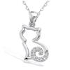[N4048] - Silver Pendant 'Cat Silhouette' Silver White (rhodium) - 15x12mm