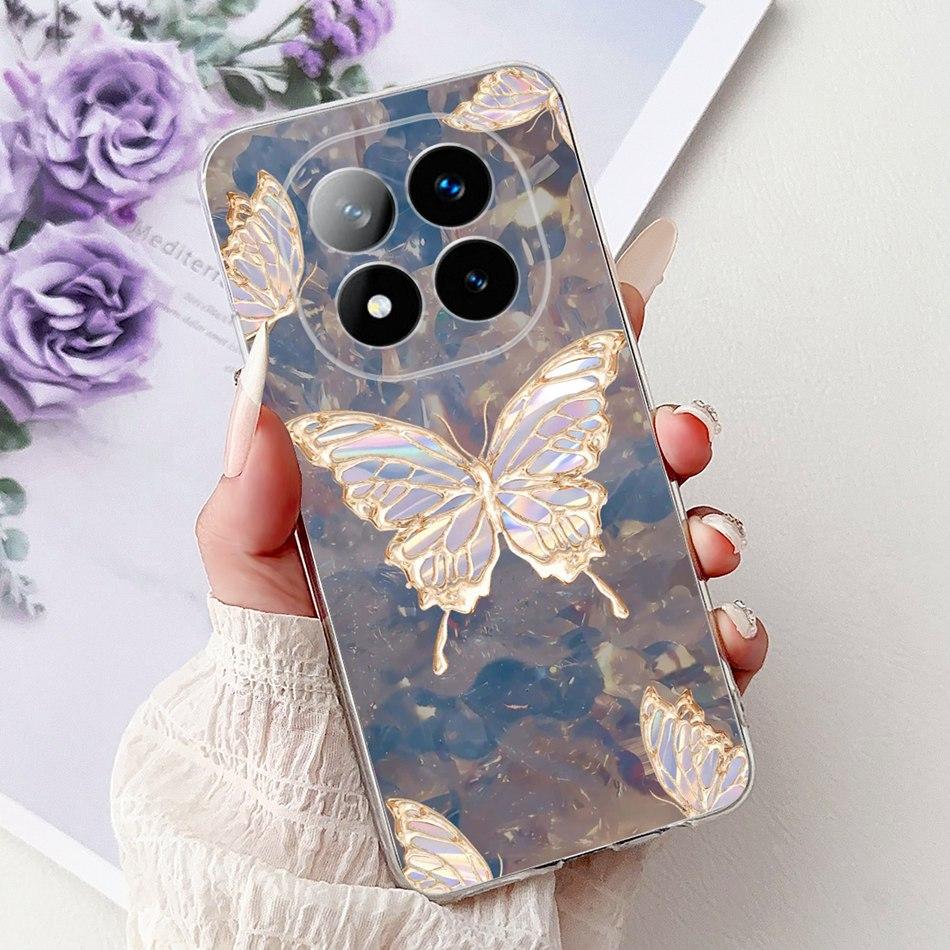 For Xiaomi Redmi Note 14 Pro+ Elegant Floral Butterfly Phone Case For Redmi Note14 Pro Plus 5G Soft Silicone TPU Cases