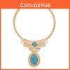 Retro Style Alloy Geometric Necklace With Turquoise And Water Chain For Boho Jewelry Fans