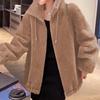 Cardigan Jacket for Women's Autumn and Winter New Stand-up Collar Loose Velvet Thickened Thermal Zipper Sweater for Women