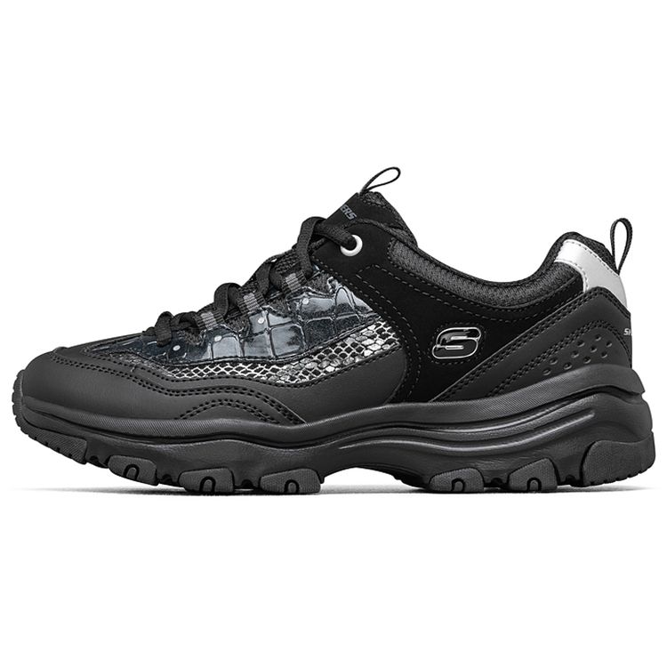 Skechers Dlites Ткань Синтетическая кожа Повседневные Прочные Низкие Кроссовки в стиле "папа" Женские кроссовки Черный 8730041-BBK