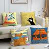 Cute Fish Cat Funny Abstract Art Meme Cushion Cover Soft Pillow Case for Sofa Living Room Home Office Decor Protective Covers