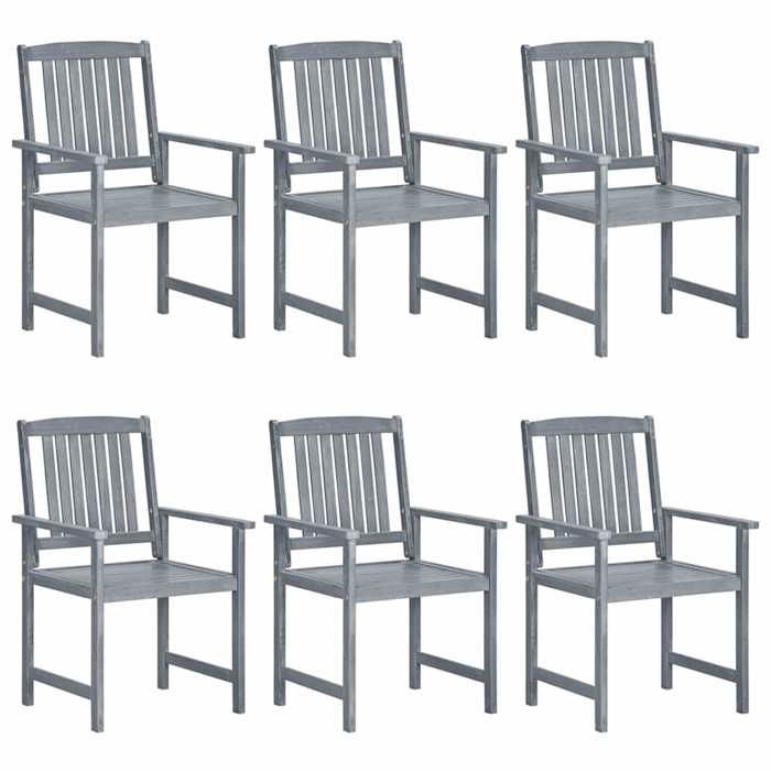 Maison Exclusive - Chaises de jardin et coussins lot de 6 Bois acacia massif Gris