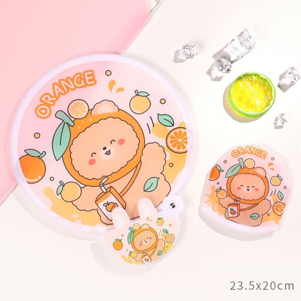 Cloth Hand Held Fan Cartoon Round Fan Portable Folding Group Fan