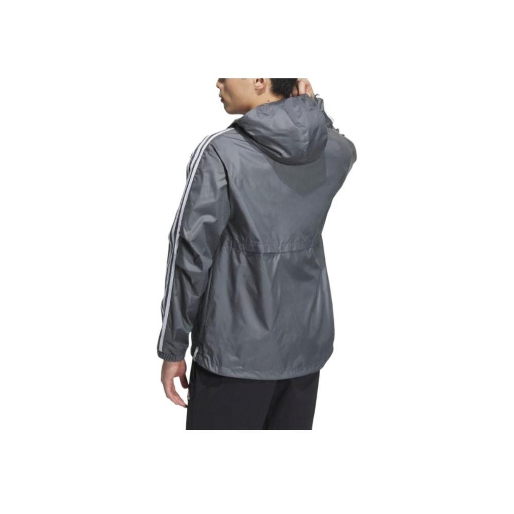 Adidas Куртка с тремя полосками и капюшоном на молнии, мужские куртки, серые JF3955
