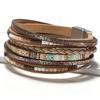 Bohemian Hand-woven Leather Bracelet Women's Alloy Magnetic Buckle Multi-layer PU Bracelet Multi-color Optional