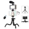 Smartphone Vlog Kit Flexible Tripod + Cardioid Microphone + Extendable Phone Clip + Bi-color LED